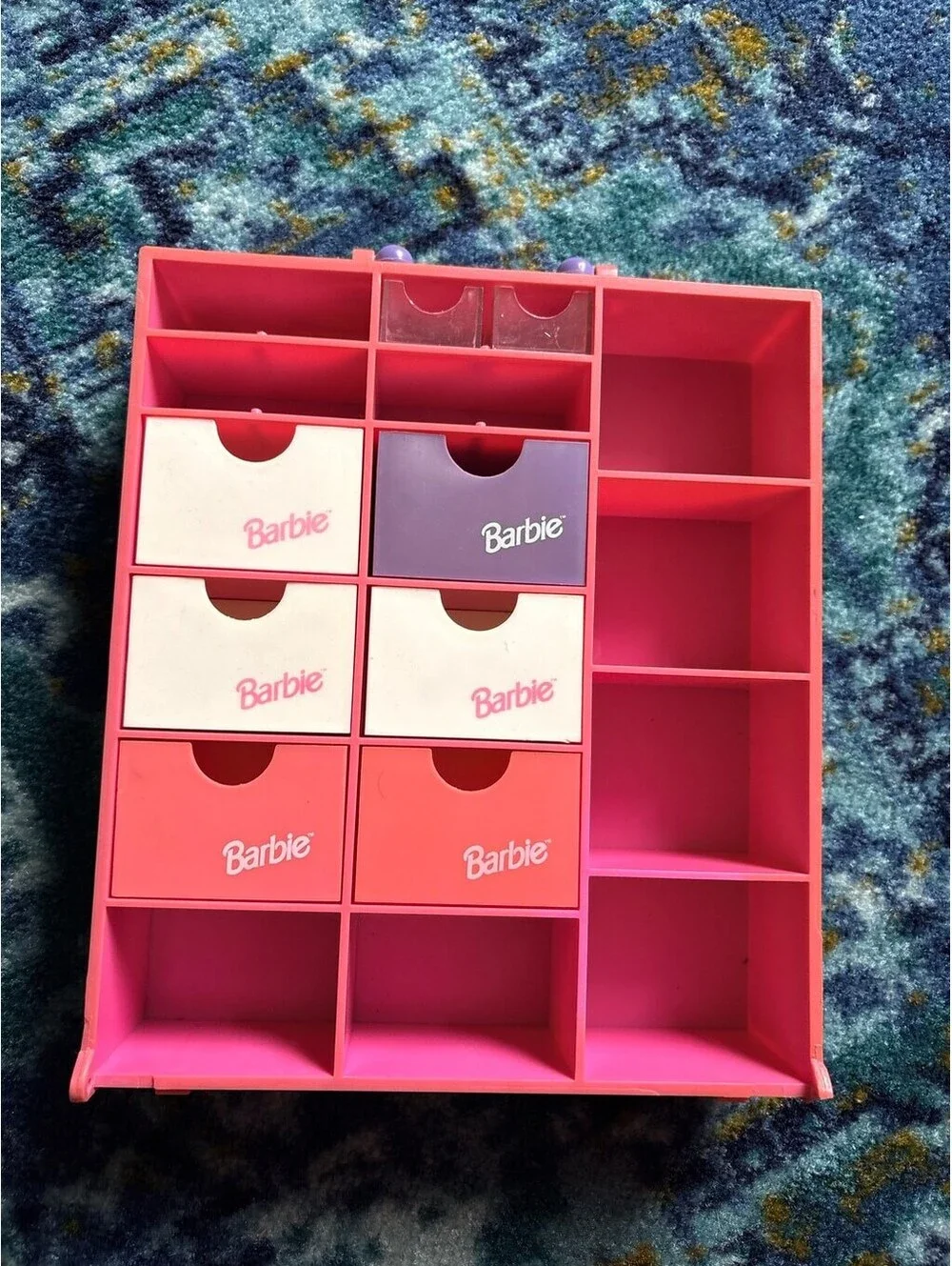 Vintage 1990s Barbie Pink Accessory Organizer Storage Case Unit With Drawers